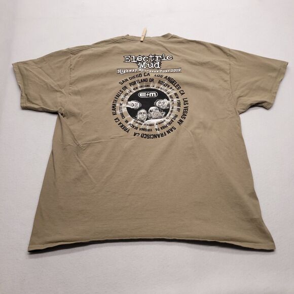 Electric Mud Casual Short Sleeve Graphic T Shirt Mens Size 2XL Beige - Picture 10 of 10